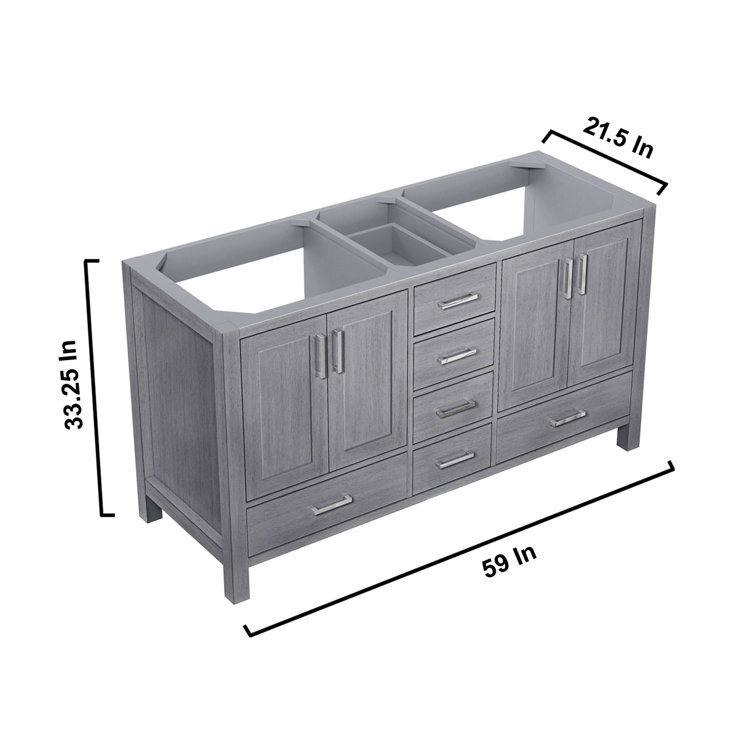 Jacques 60" Distressed Grey Vanity Cabinet Only - LJ342260DD00000