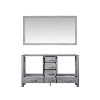 Jacques 60" Distressed Grey Double Vanity, no Top and 58" Mirror - LJ342260DD00M58