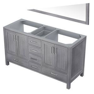 Jacques 60" Distressed Grey Double Vanity, no Top and 58" Mirror - LJ342260DD00M58
