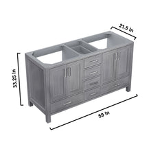 Load image into Gallery viewer, Jacques 60&quot; Distressed Grey Double Vanity, no Top and 58&quot; Mirror - LJ342260DD00M58