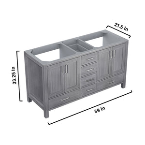 Jacques 60" Distressed Grey Double Vanity, no Top and 58" Mirror - LJ342260DD00M58