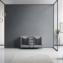 Load image into Gallery viewer, Jacques 60&quot; Distressed Grey Double Vanity, White Carrara Marble Top, White Square Sinks and no Mirror - LJ342260DDDS000