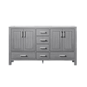 Jacques 60" Distressed Grey Double Vanity, White Carrara Marble Top, White Square Sinks and no Mirror - LJ342260DDDS000