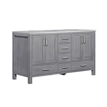 Load image into Gallery viewer, Jacques 60&quot; Distressed Grey Double Vanity, White Carrara Marble Top, White Square Sinks and no Mirror - LJ342260DDDS000