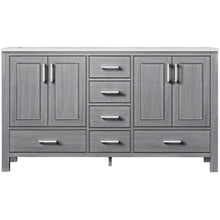 Load image into Gallery viewer, Jacques 60&quot; Distressed Grey Double Vanity, White Quartz Top, White Square Sinks and no Mirror - LJ342260DDWQ000