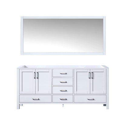 Jacques 72" White Double Vanity, no Top and 70" Mirror - LJ342272DA00M70