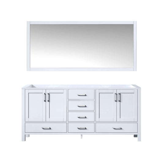 Jacques 72" White Double Vanity, no Top and 70" Mirror - LJ342272DA00M70