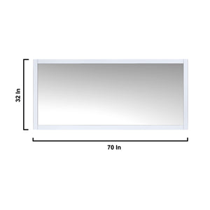 Jacques 72" White Double Vanity, no Top and 70" Mirror - LJ342272DA00M70
