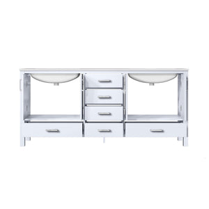 Jacques 72" White Double Vanity, White Carrara Marble Top, White Square Sinks and no Mirror - LJ342272DADS000