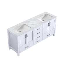 Load image into Gallery viewer, Jacques 72&quot; White Double Vanity, White Carrara Marble Top, White Square Sinks and no Mirror - LJ342272DADS000