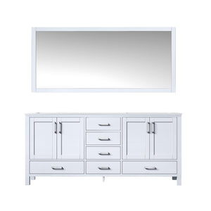 Jacques 72" White Double Vanity, White Carrara Marble Top, White Square Sinks and 70" Mirror - LJ342272DADSM70