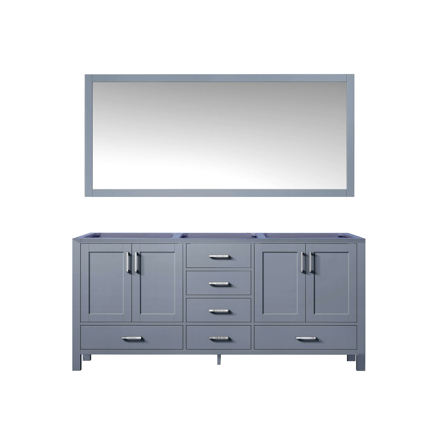 Jacques 72" Dark Grey Double Vanity, no Top and 70" Mirror - LJ342272DB00M70