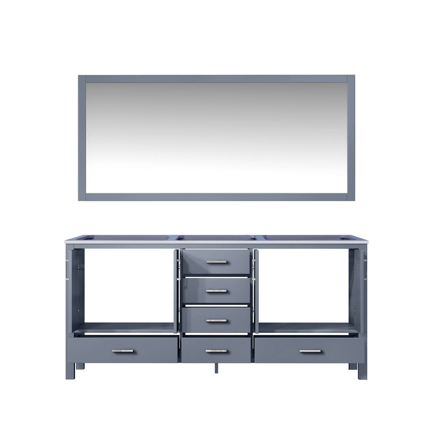 Jacques 72" Dark Grey Double Vanity, no Top and 70" Mirror - LJ342272DB00M70