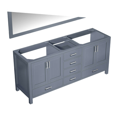 Jacques 72" Dark Grey Double Vanity, no Top and 70" Mirror - LJ342272DB00M70