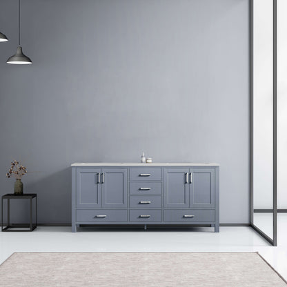 Jacques 72" Dark Grey Double Vanity, White Carrara Marble Top, White Square Sinks and no Mirror - LJ342272DBDS000