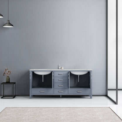 Jacques 72" Dark Grey Double Vanity, White Carrara Marble Top, White Square Sinks and no Mirror - LJ342272DBDS000