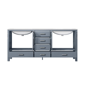 Jacques 72" Dark Grey Double Vanity, White Carrara Marble Top, White Square Sinks and no Mirror - LJ342272DBDS000