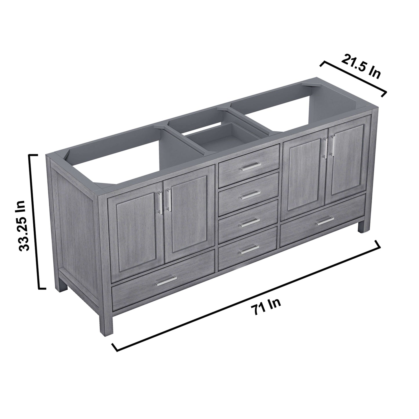 Jacques 72" Distressed Grey Vanity Cabinet Only - LJ342272DD00000