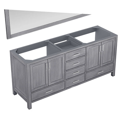 Jacques 72" Distressed Grey Double Vanity, no Top and 70" Mirror - LJ342272DD00M70