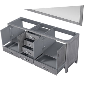 Jacques 72" Distressed Grey Double Vanity, no Top and 70" Mirror - LJ342272DD00M70