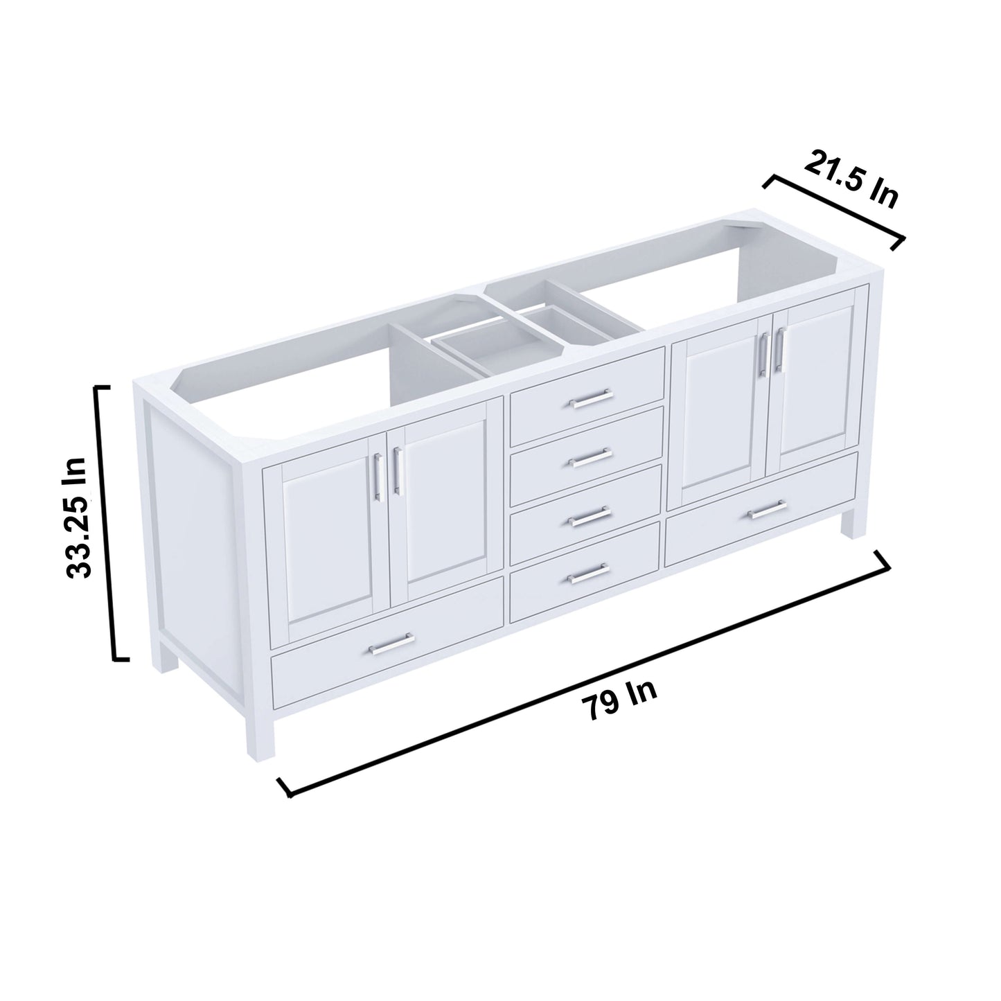 Jacques 80" White Vanity Cabinet Only - LJ342280DA00000