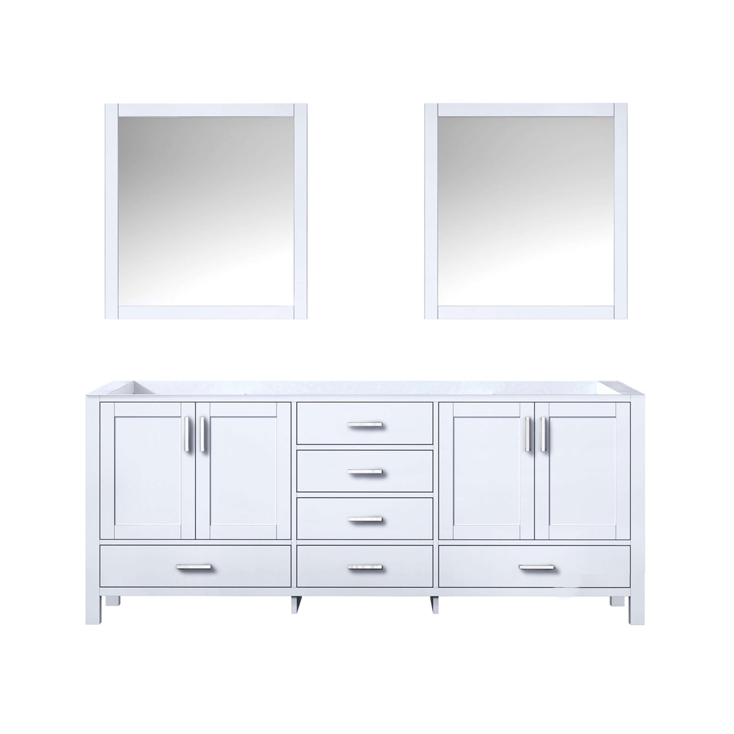 Jacques 80" White Double Vanity, no Top and 30" Mirrors - LJ342280DA00M30