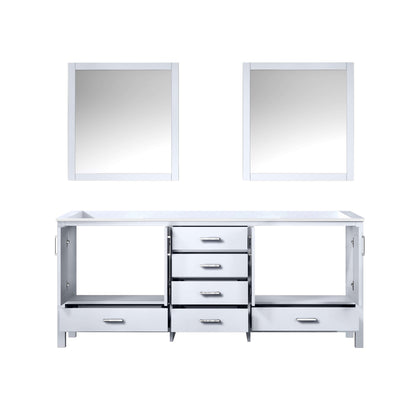 Jacques 80" White Double Vanity, no Top and 30" Mirrors - LJ342280DA00M30