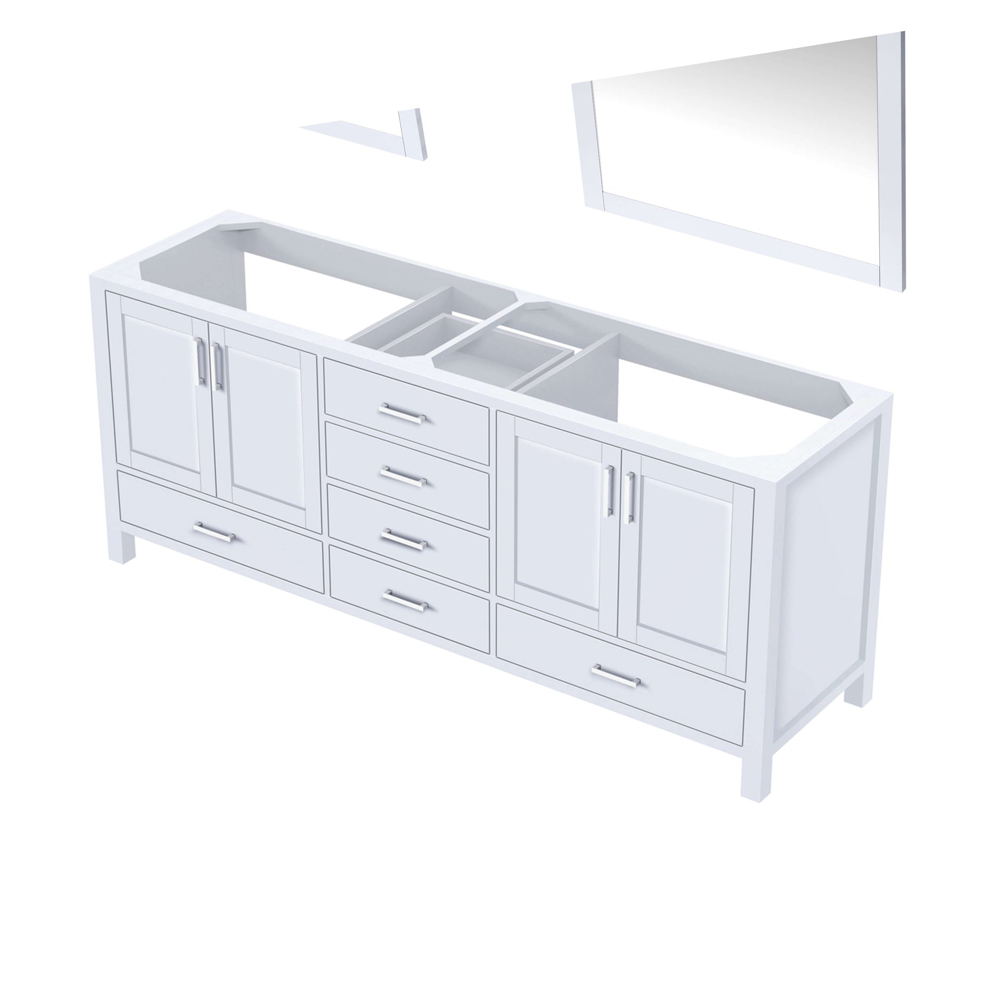 Jacques 80" White Double Vanity, no Top and 30" Mirrors - LJ342280DA00M30