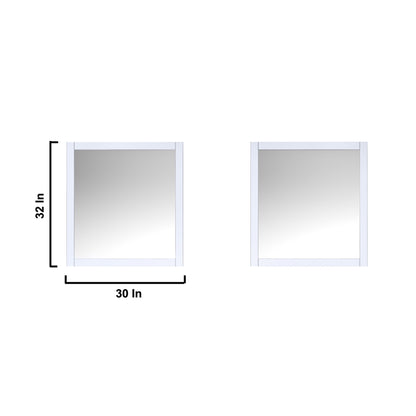 Jacques 80" White Double Vanity, no Top and 30" Mirrors - LJ342280DA00M30