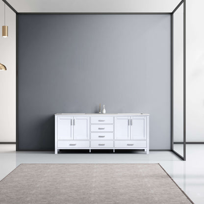 Jacques 80" White Double Vanity, White Carrara Marble Top, White Square Sinks and no Mirror - LJ342280DADS000