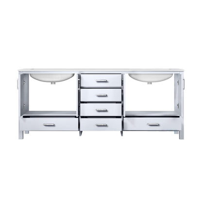 Jacques 80" White Double Vanity, White Carrara Marble Top, White Square Sinks and no Mirror - LJ342280DADS000