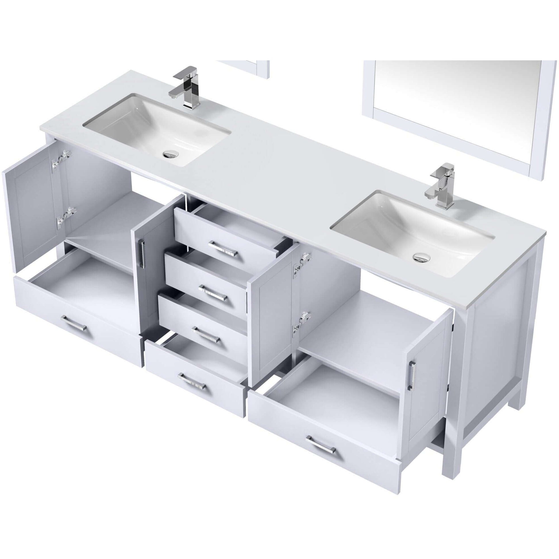 Jacques 80" White Double Vanity, White Quartz Top, White Square Sinks and no Mirror - LJ342280DAWQ000