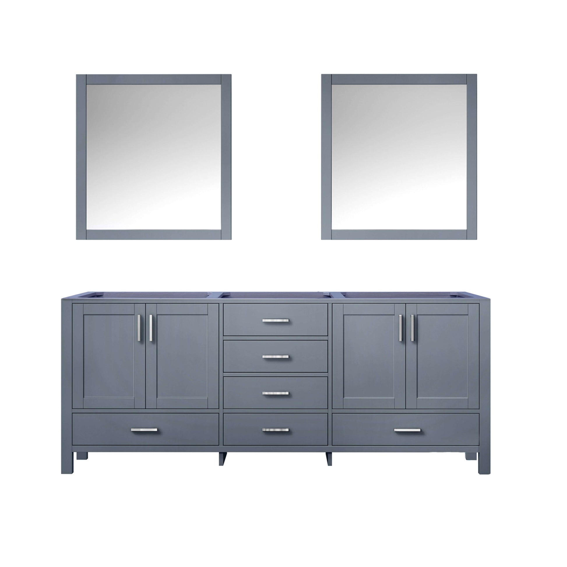 Jacques 80" Dark Grey Double Vanity, no Top and 30" Mirrors - LJ342280DB00M30