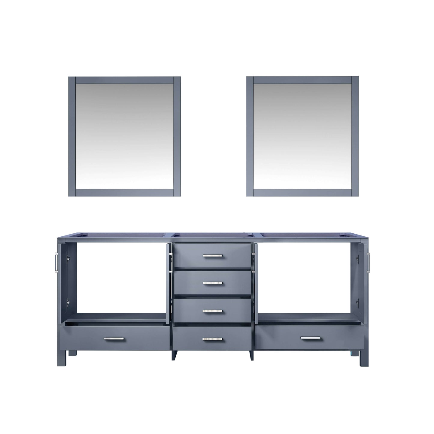 Jacques 80" Dark Grey Double Vanity, no Top and 30" Mirrors - LJ342280DB00M30