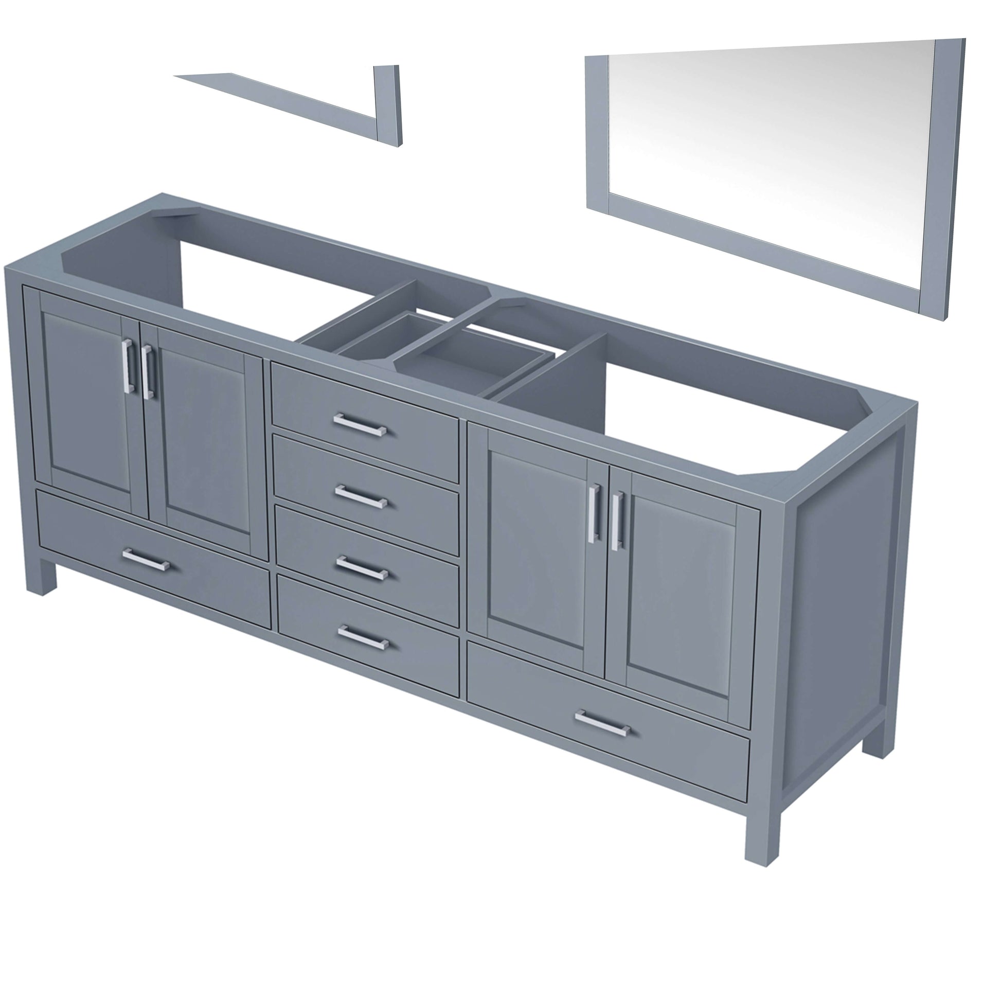 Jacques 80" Dark Grey Double Vanity, no Top and 30" Mirrors - LJ342280DB00M30