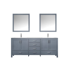 Load image into Gallery viewer, Jacques 80&quot; Dark Grey Double Vanity, White Quartz Top, White Square Sinks and 30&quot; Mirrors - LJ342280DBWQM30