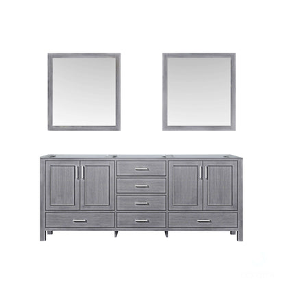 Jacques 80" Distressed Grey Double Vanity, no Top and 30" Mirrors - LJ342280DD00M30