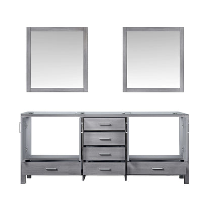 Jacques 80" Distressed Grey Double Vanity, no Top and 30" Mirrors - LJ342280DD00M30