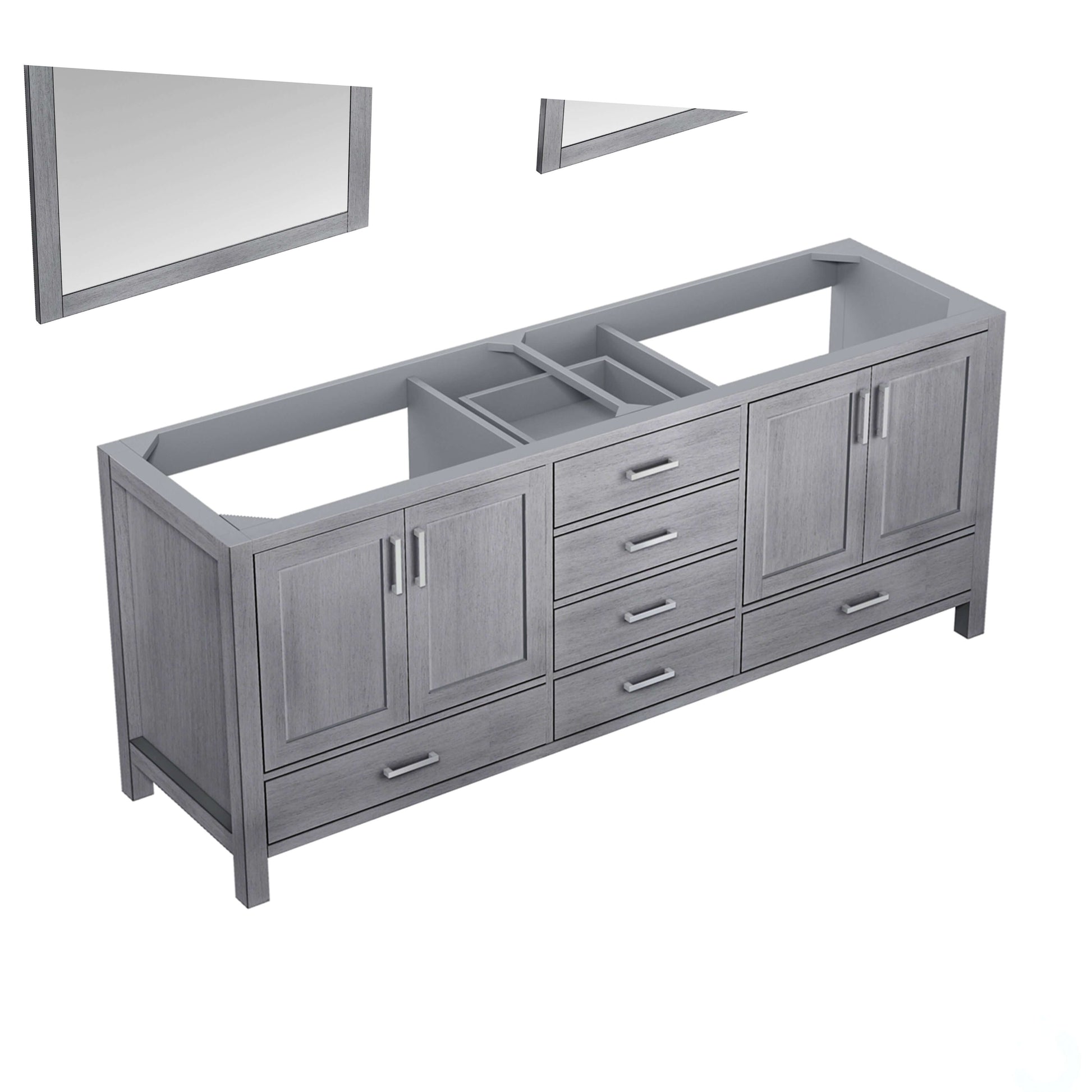 Jacques 80" Distressed Grey Double Vanity, no Top and 30" Mirrors - LJ342280DD00M30