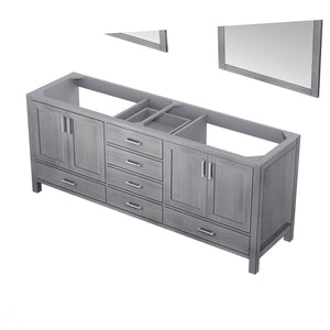 Jacques 80" Distressed Grey Double Vanity, no Top and 30" Mirrors - LJ342280DD00M30