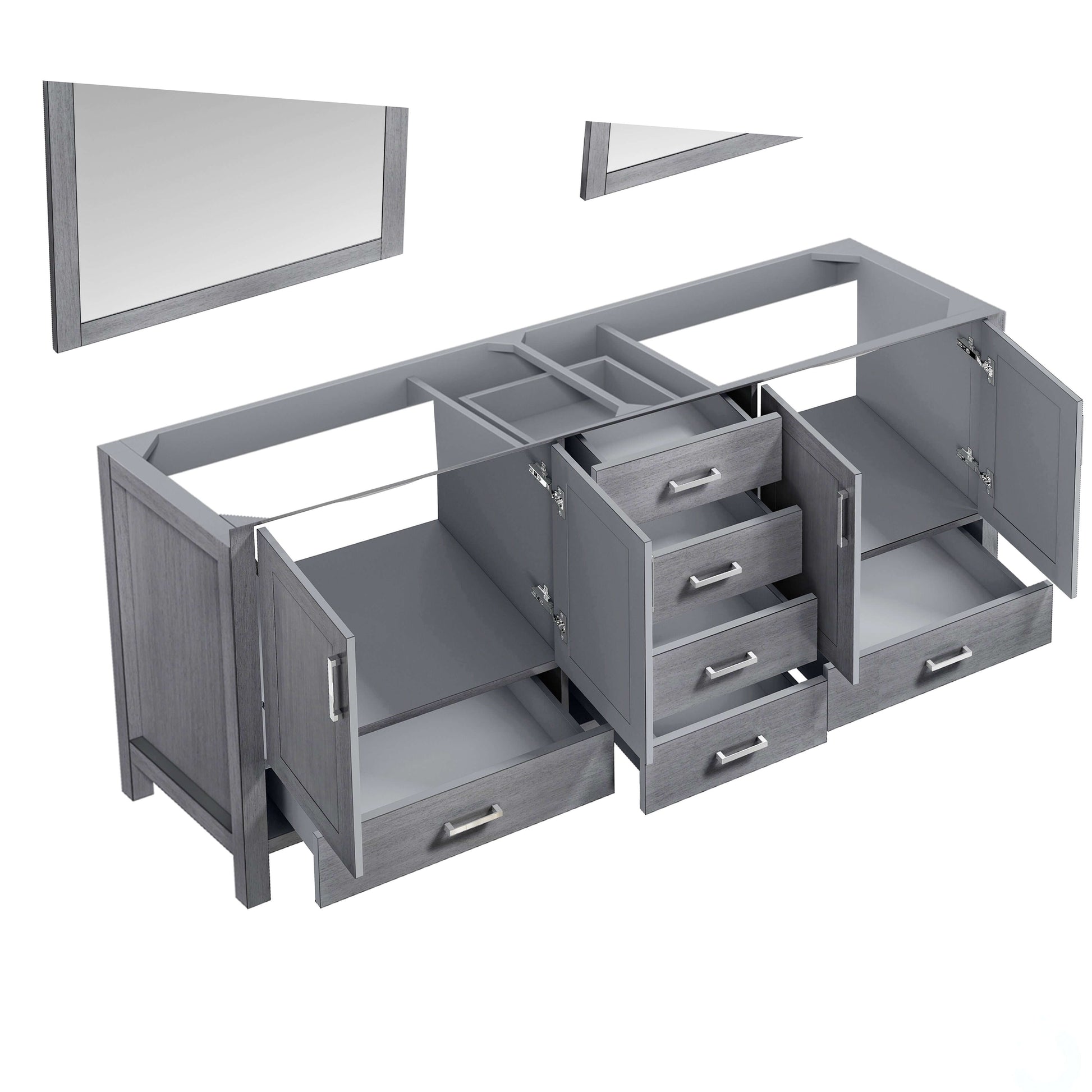 Jacques 80" Distressed Grey Double Vanity, no Top and 30" Mirrors - LJ342280DD00M30