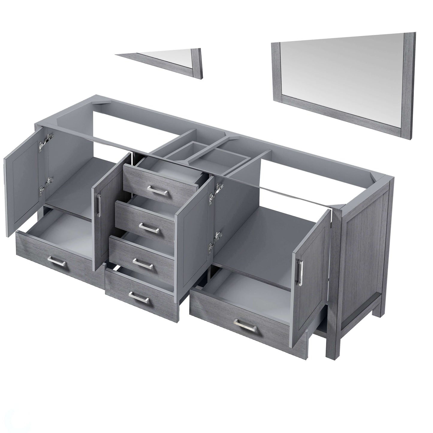 Jacques 80" Distressed Grey Double Vanity, no Top and 30" Mirrors - LJ342280DD00M30