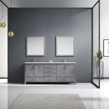 Load image into Gallery viewer, Jacques 80&quot; Distressed Grey Double Vanity, White Carrara Marble Top, White Square Sinks and 30&quot; Mirrors - LJ342280DDDSM30
