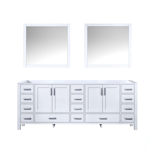 Jacques 84" White Double Vanity, no Top and 34" Mirrors - LJ342284DA00M34