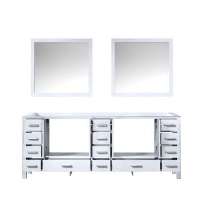 Jacques 84" White Double Vanity, no Top and 34" Mirrors - LJ342284DA00M34