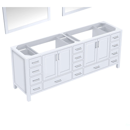 Jacques 84" White Double Vanity, no Top and 34" Mirrors - LJ342284DA00M34