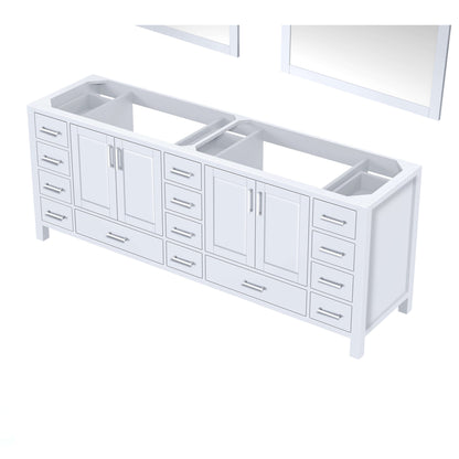 Jacques 84" White Double Vanity, no Top and 34" Mirrors - LJ342284DA00M34