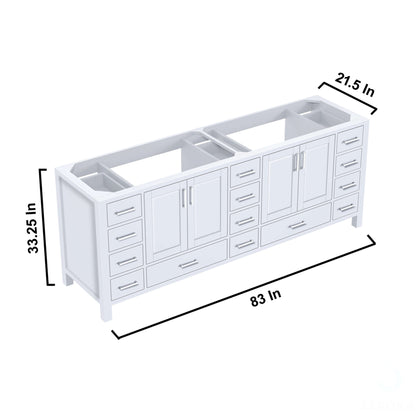 Jacques 84" White Double Vanity, no Top and 34" Mirrors - LJ342284DA00M34