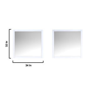 Jacques 84" White Double Vanity, no Top and 34" Mirrors - LJ342284DA00M34