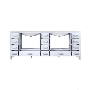 Jacques 84" White Double Vanity, White Carrara Marble Top, White Square Sinks and no Mirror - LJ342284DADS000
